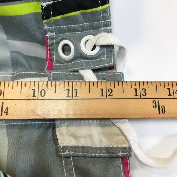 Nasimi Beach Mens XXL Waist 39in Board Swim Shorts Hook Loop Closure Plaid Gray - Picture 15 of 16